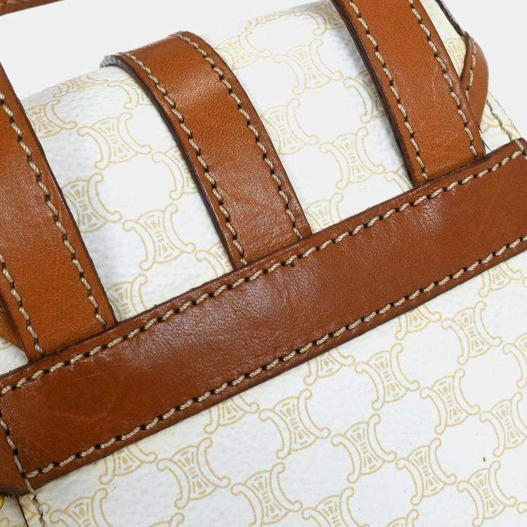 Pre Owned Celine Macadam Twin White Brown Canvas Backpack