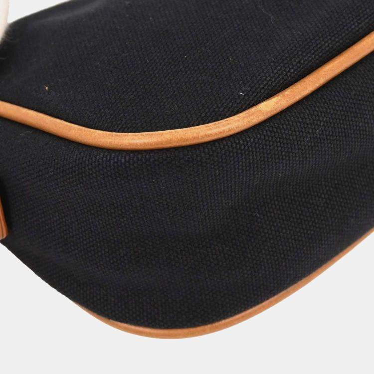 Pre Owned Celine Chain Print Black Leather Shoulder Bag