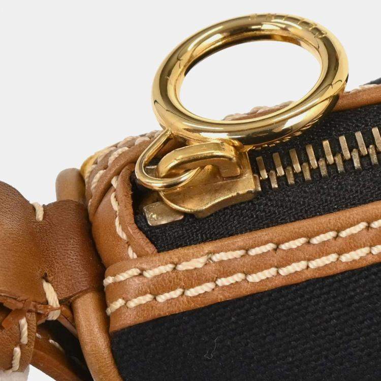 Pre Owned Celine Chain Print Black Leather Shoulder Bag