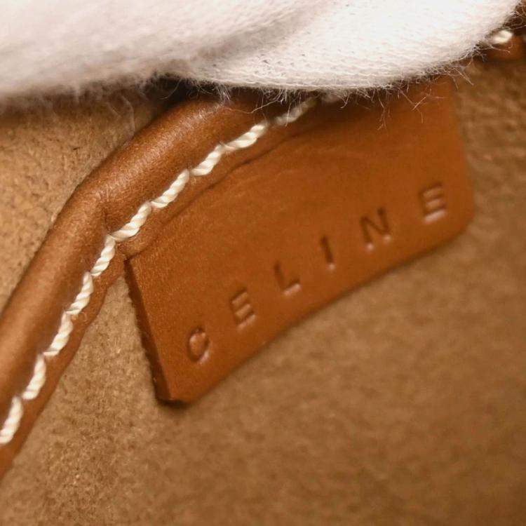 Pre Owned Celine Chain Print Black Leather Shoulder Bag