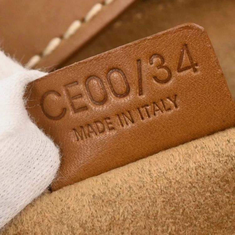 Pre Owned Celine Chain Print Black Leather Shoulder Bag