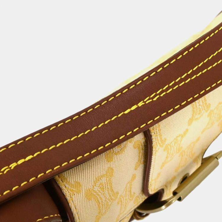 Pre Owned Celine Macadam Yellow Canvas Shoulder Bag