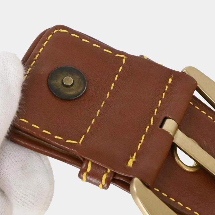 Pre Owned Celine Macadam Yellow Canvas Shoulder Bag