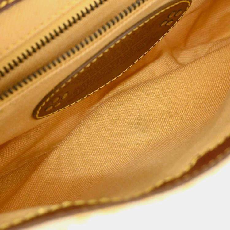 Pre Owned Celine Macadam Yellow Canvas Shoulder Bag