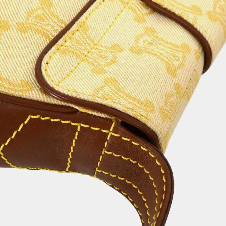 Pre Owned Celine Macadam Yellow Canvas Shoulder Bag