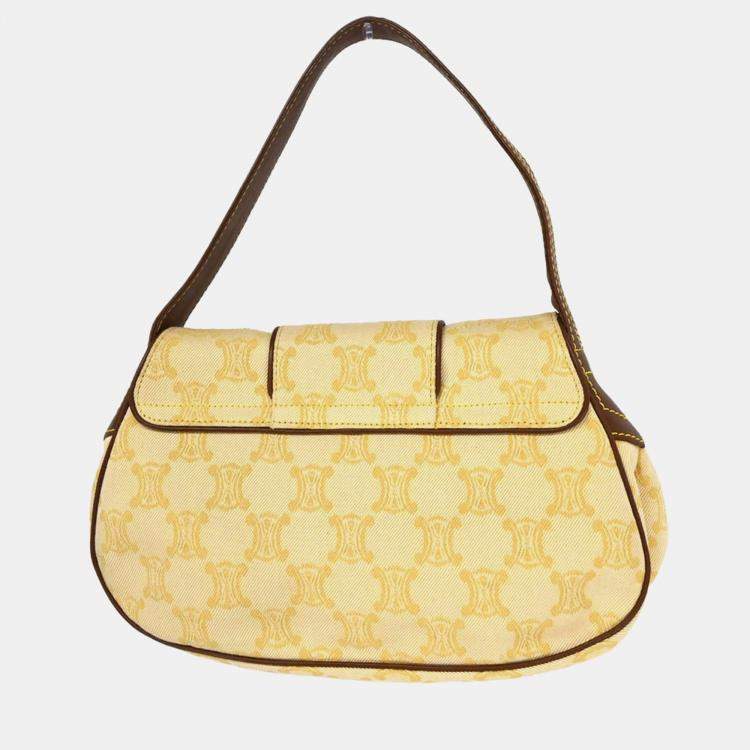 Pre Owned Celine Macadam Yellow Canvas Shoulder Bag