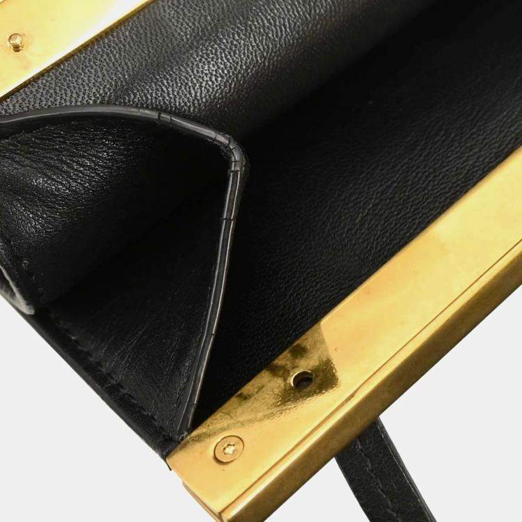 Pre Owned Celine Clasp Black Calfskin Leather Shoulder Bag