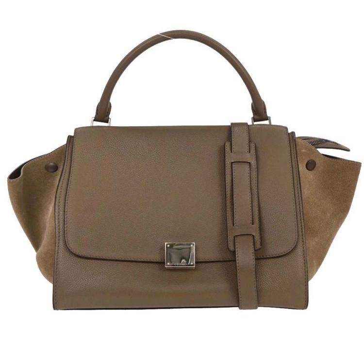 مملوكة مسبقًا Celine Trapeze Brown Leather Suede Top Handle Bag