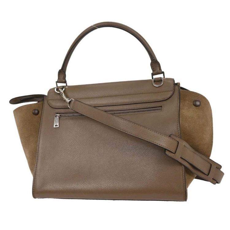 مملوكة مسبقًا Celine Trapeze Brown Leather Suede Top Handle Bag