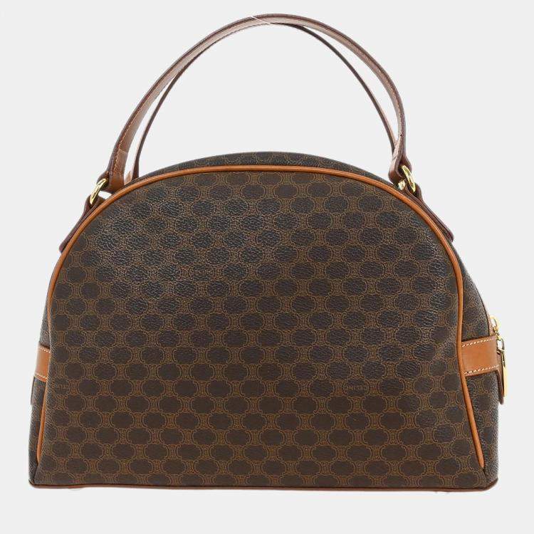 Pre Owned Celine Macadam Brown Canvas Shoulder Bag