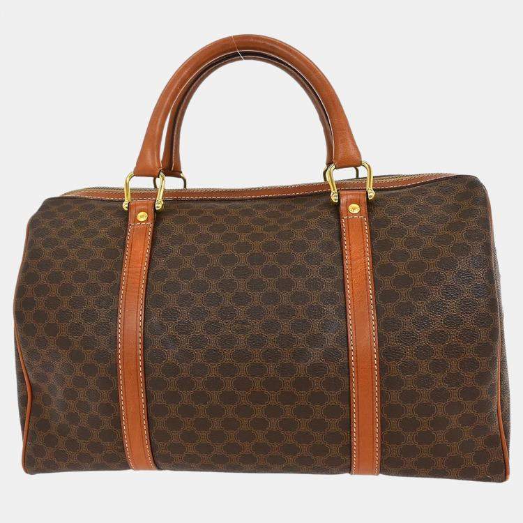 Pre Owned Celine Macadam Brown Canvas Duffel Bag
