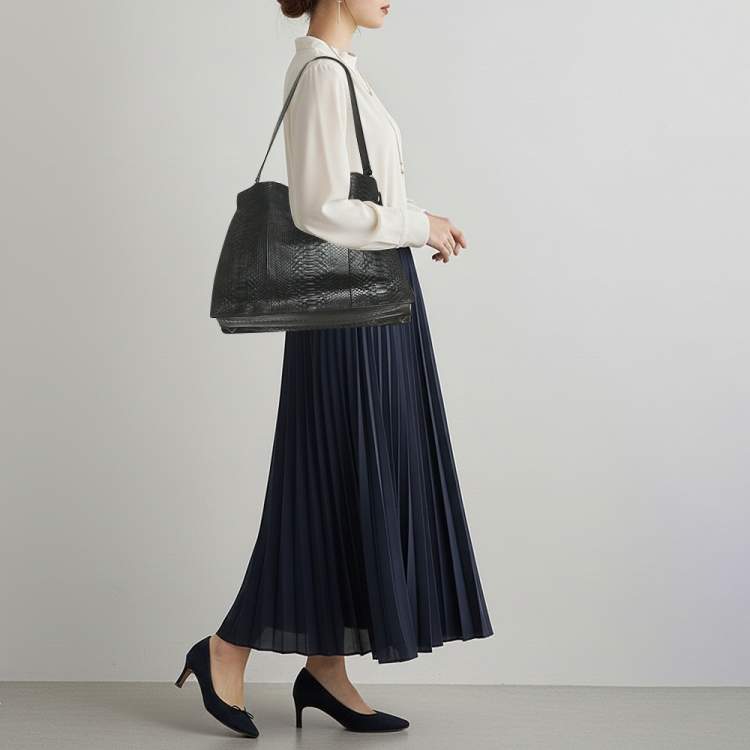 مملوكة مسبقًا حقيبة سيلين سوداء جديدة بايثون كتف