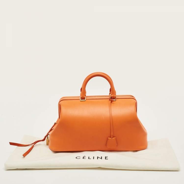 Pre Owned Celine Doctor Orange Leather Frame Bag