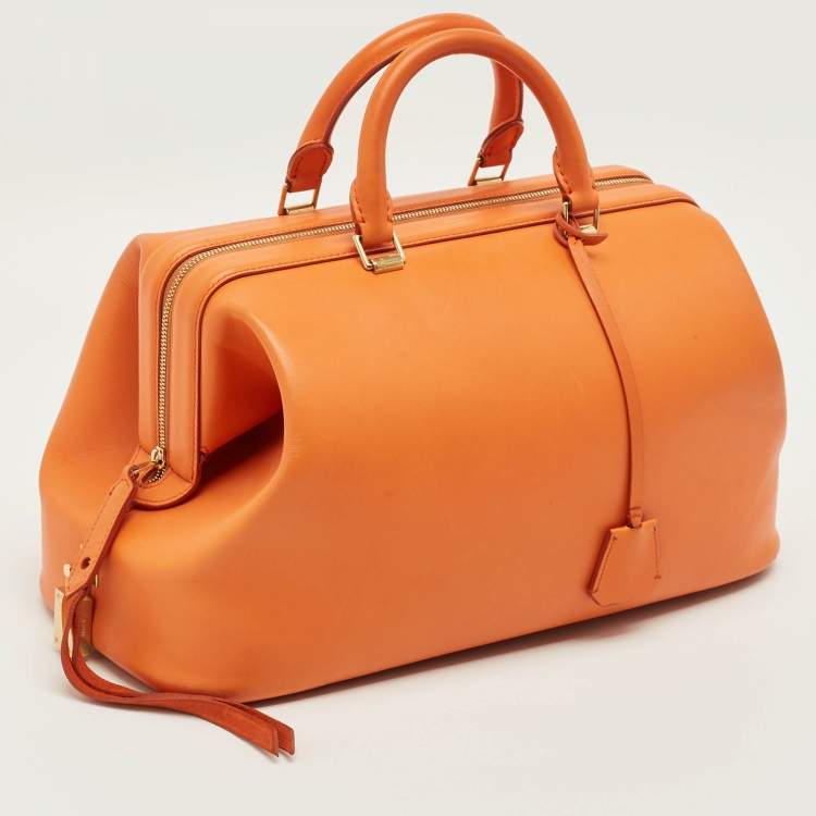 Pre Owned Celine Doctor Orange Leather Frame Bag