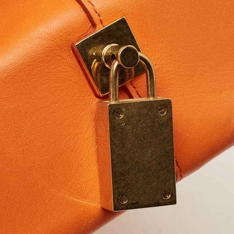 Pre Owned Celine Doctor Orange Leather Frame Bag