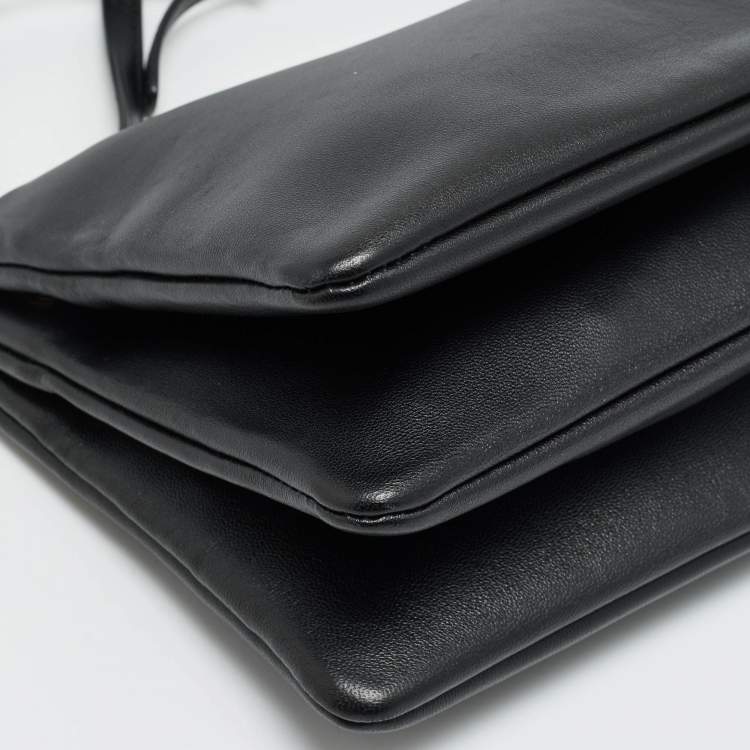 Pre Owned Celine Trio Small Black Leather Crossbody Bag