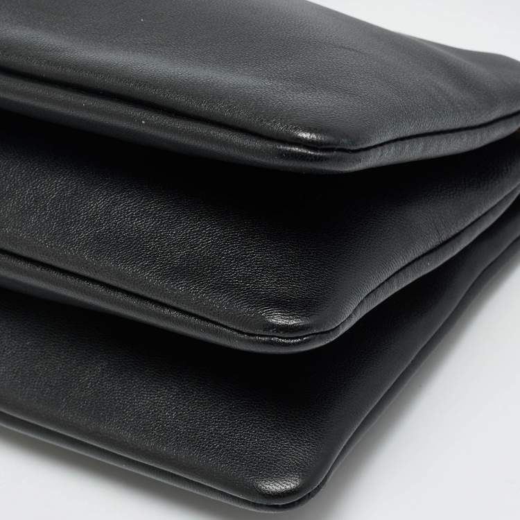 Pre Owned Celine Trio Small Black Leather Crossbody Bag