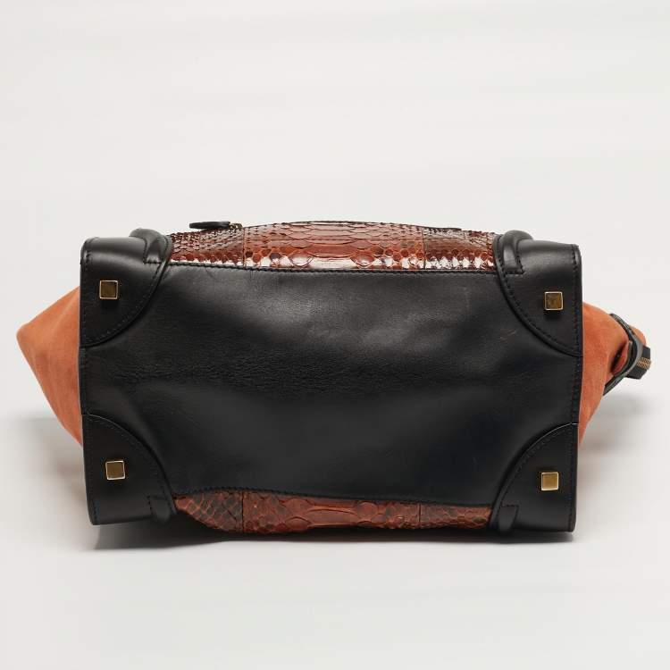 Pre Owned Celine Luggage Mini Black/Brown Python and Leather Tote