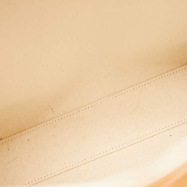 Pre Owned Celine Vertical Cabas Small Tan/Natural Canvas and Leather Tote