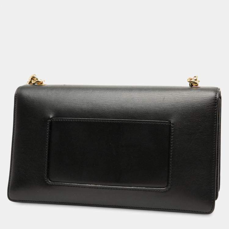 Pre Owned Celine Black Small Leather Case Chain Flap