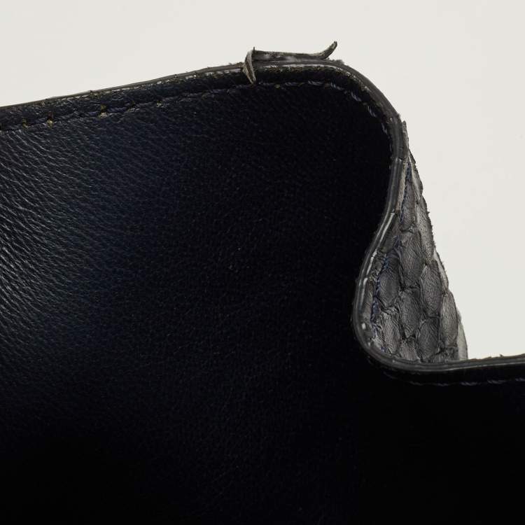 Pre Owned Celine Luggage Mini Navy Blue Python Tote