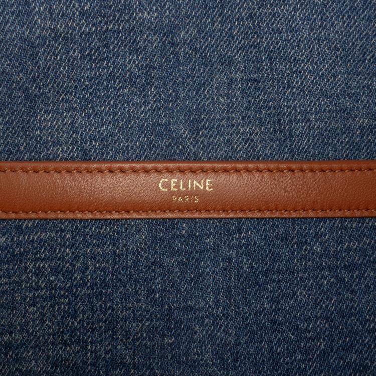 Pre Owned Celine Blue Matelasse Denim Monochrome Chain Shoulder Bag