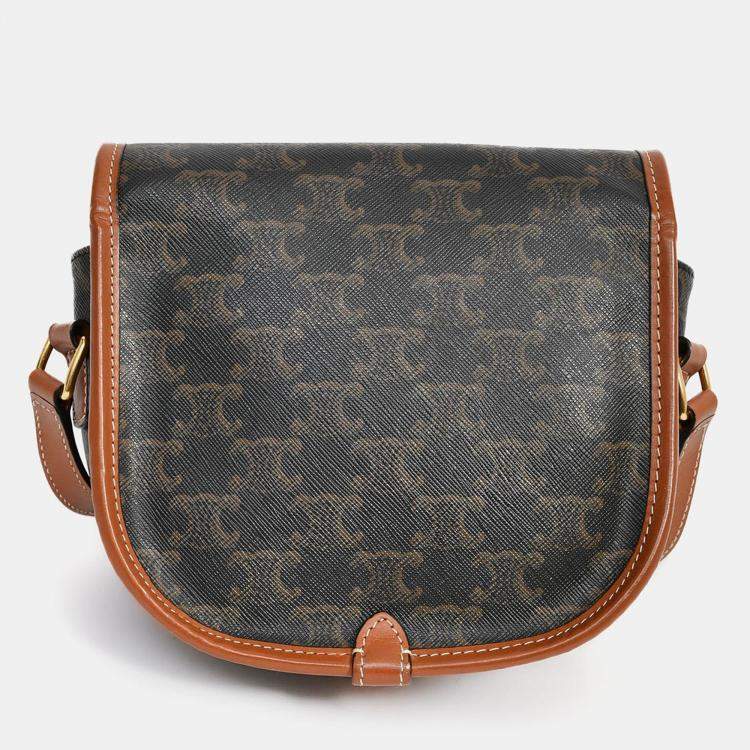 Pre Owned Celine 2020 Brown Triomphe Canvas/Leather Folco Crossbody