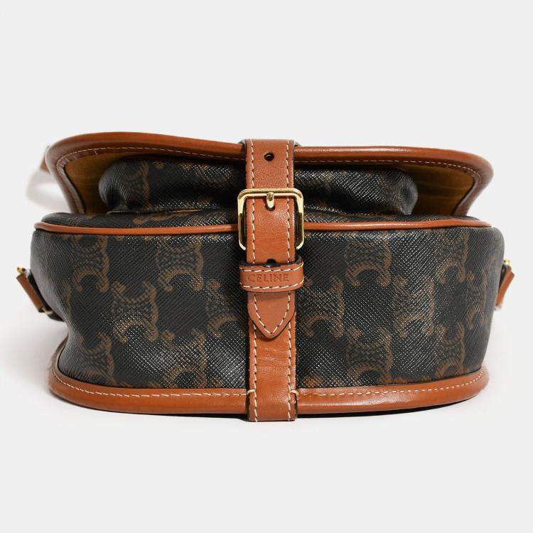 Pre Owned Celine 2020 Brown Triomphe Canvas/Leather Folco Crossbody