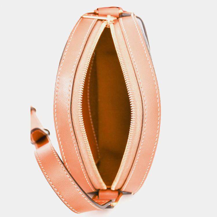 مملوكة مسبقًا Celine 2022 Brown Leather/Canvas Triomphe Round Crossbody Bag