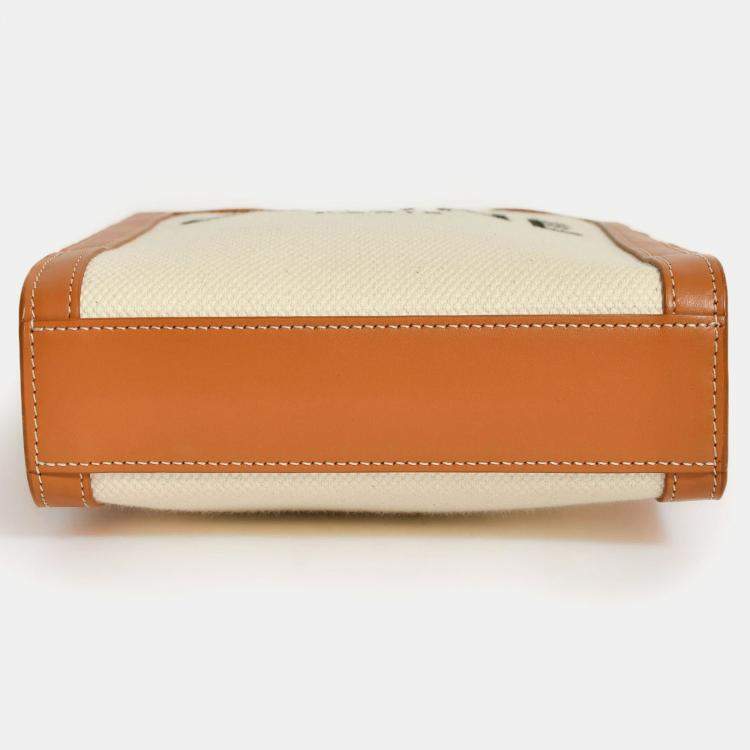 Pre Owned Celine Beige Logo Canvas Mini Vertical Cabas Tote Bag with Strap