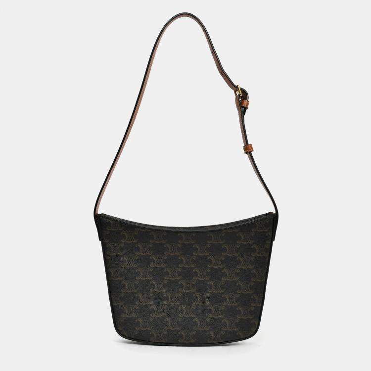 Pre Owned Celine Brown Canvas Triomphe Medium Croque Shoulder Bag