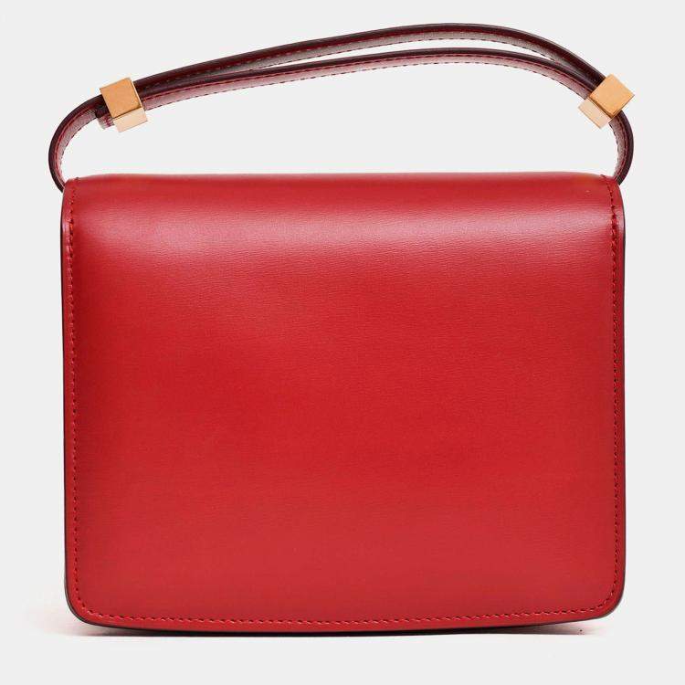 Pre Owned Celine 2016 Red Leather Nano Classic Box Bag