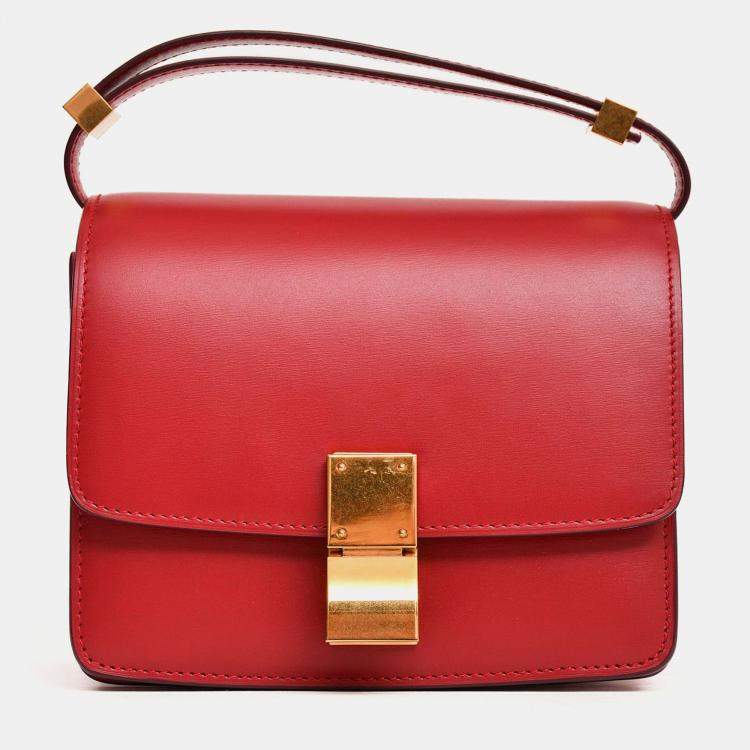Pre Owned Celine 2016 Red Leather Nano Classic Box Bag