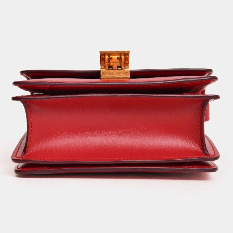 Pre Owned Celine 2016 Red Leather Nano Classic Box Bag
