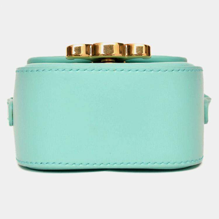 Pre Owned Celine 2021 Teal Leather Mini Claude Crossbody