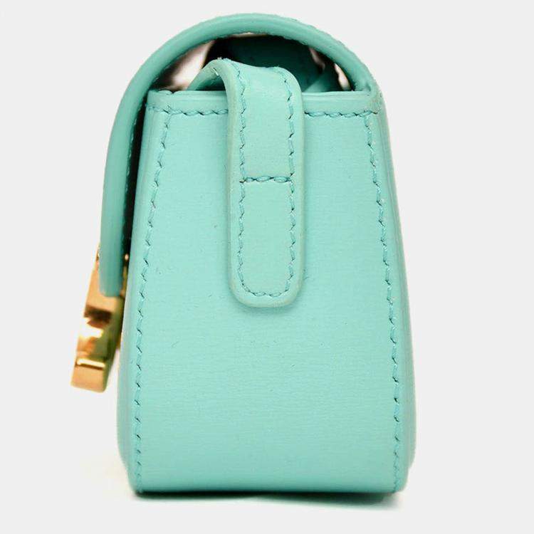 Pre Owned Celine 2021 Teal Leather Mini Claude Crossbody