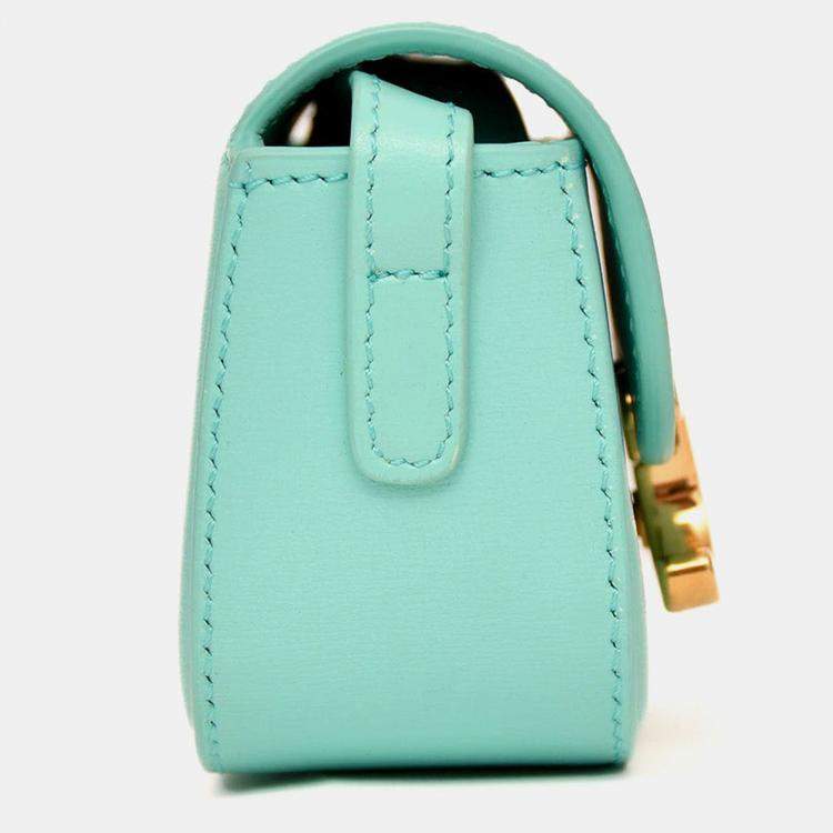 Pre Owned Celine 2021 Teal Leather Mini Claude Crossbody