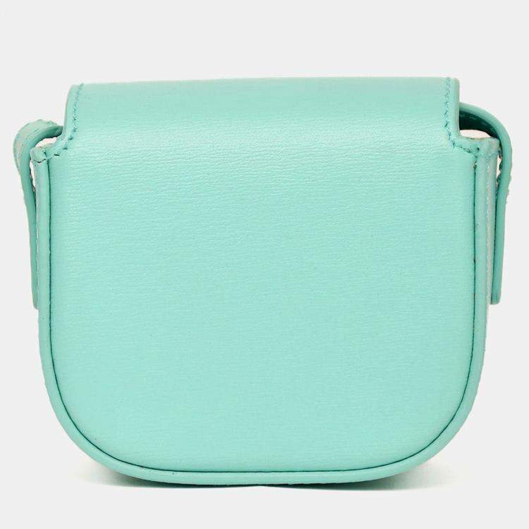 Pre Owned Celine 2021 Teal Leather Mini Claude Crossbody