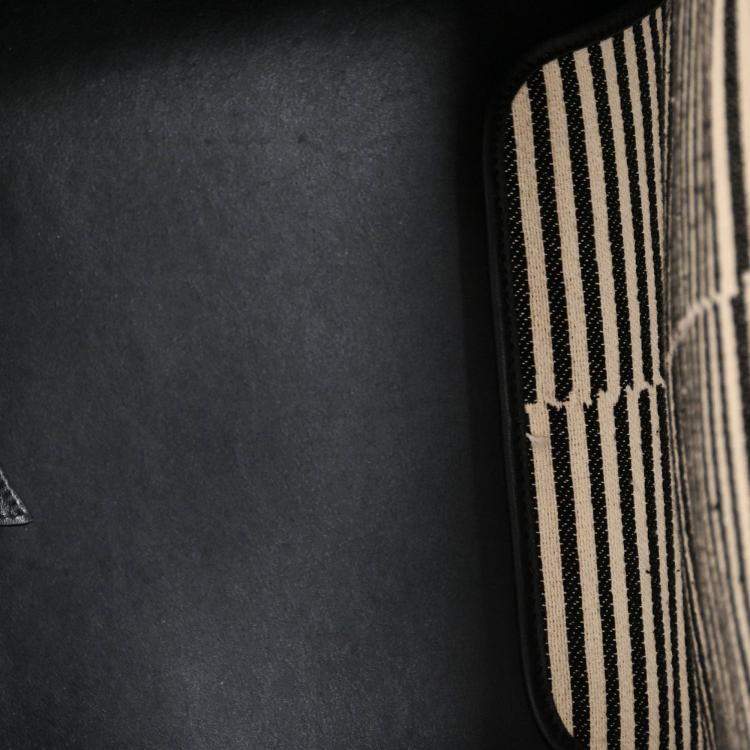 Pre Owned Celine 2017 Black/White Canvas Striped Phantom Luggage Top Handle