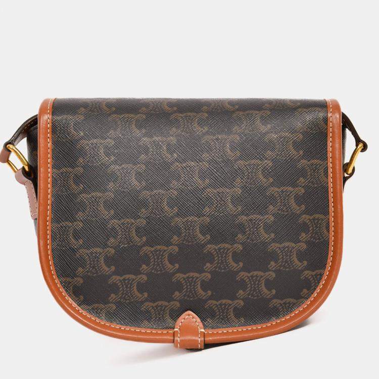 مملوكة مسبقًا Celine Brown Triomphe Canvas/Leather Medium Folco Crossbody