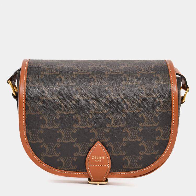 مملوكة مسبقًا Celine Brown Triomphe Canvas/Leather Medium Folco Crossbody
