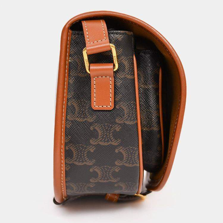 مملوكة مسبقًا Celine Brown Triomphe Canvas/Leather Medium Folco Crossbody