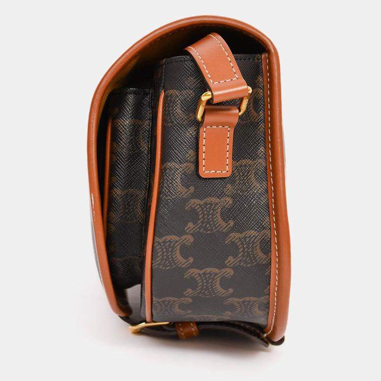 مملوكة مسبقًا Celine Brown Triomphe Canvas/Leather Medium Folco Crossbody