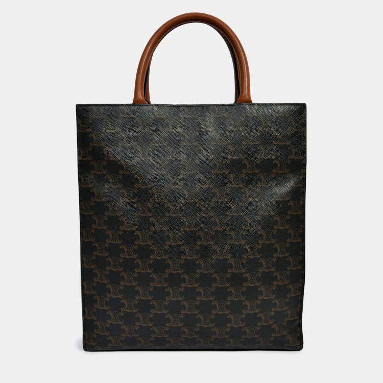 مملوكة مسبقًا Celine 2019 Black/Brown Coated Canvas Small Triomphe Vertical Cabas Tote