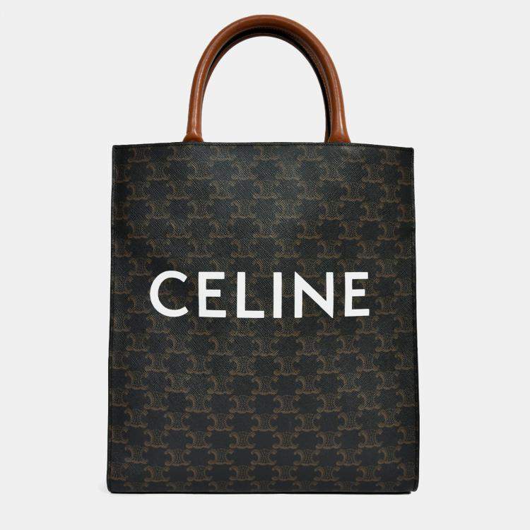 مملوكة مسبقًا Celine 2019 Black/Brown Coated Canvas Small Triomphe Vertical Cabas Tote