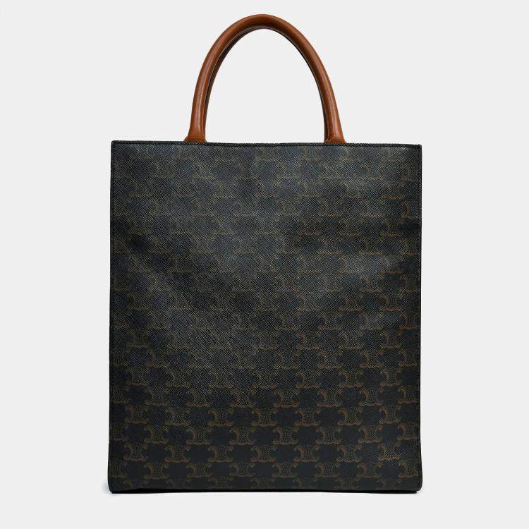 Pre Owned Celine Brown Triomphe Canvas Small Vertical Tote