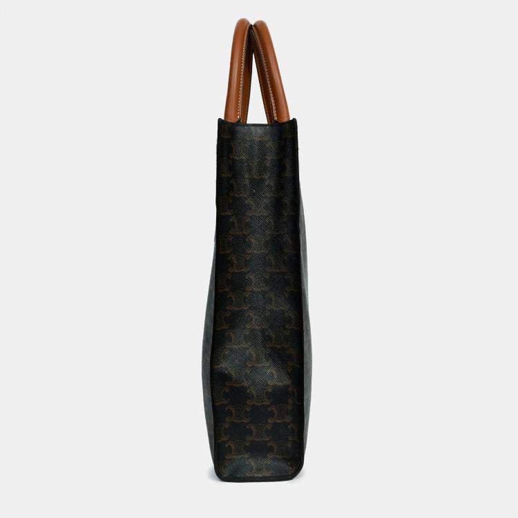 Pre Owned Celine Brown Triomphe Canvas Small Vertical Tote