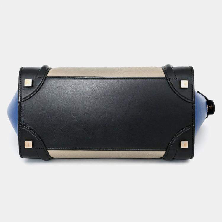 Pre Owned Celine Black/Blue/Taupe Leather Micro Luggage Bag