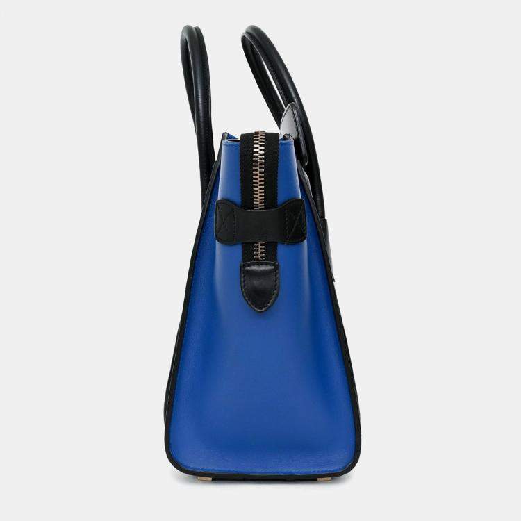 Pre Owned Celine Black/Blue/Taupe Leather Micro Luggage Bag