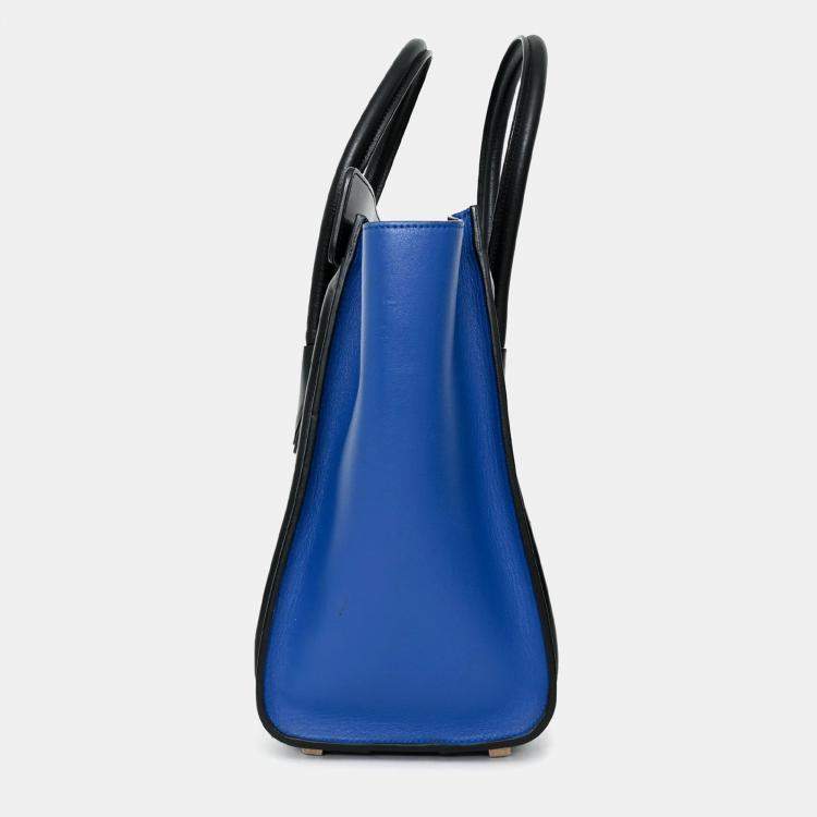 Pre Owned Celine Black/Blue/Taupe Leather Micro Luggage Bag